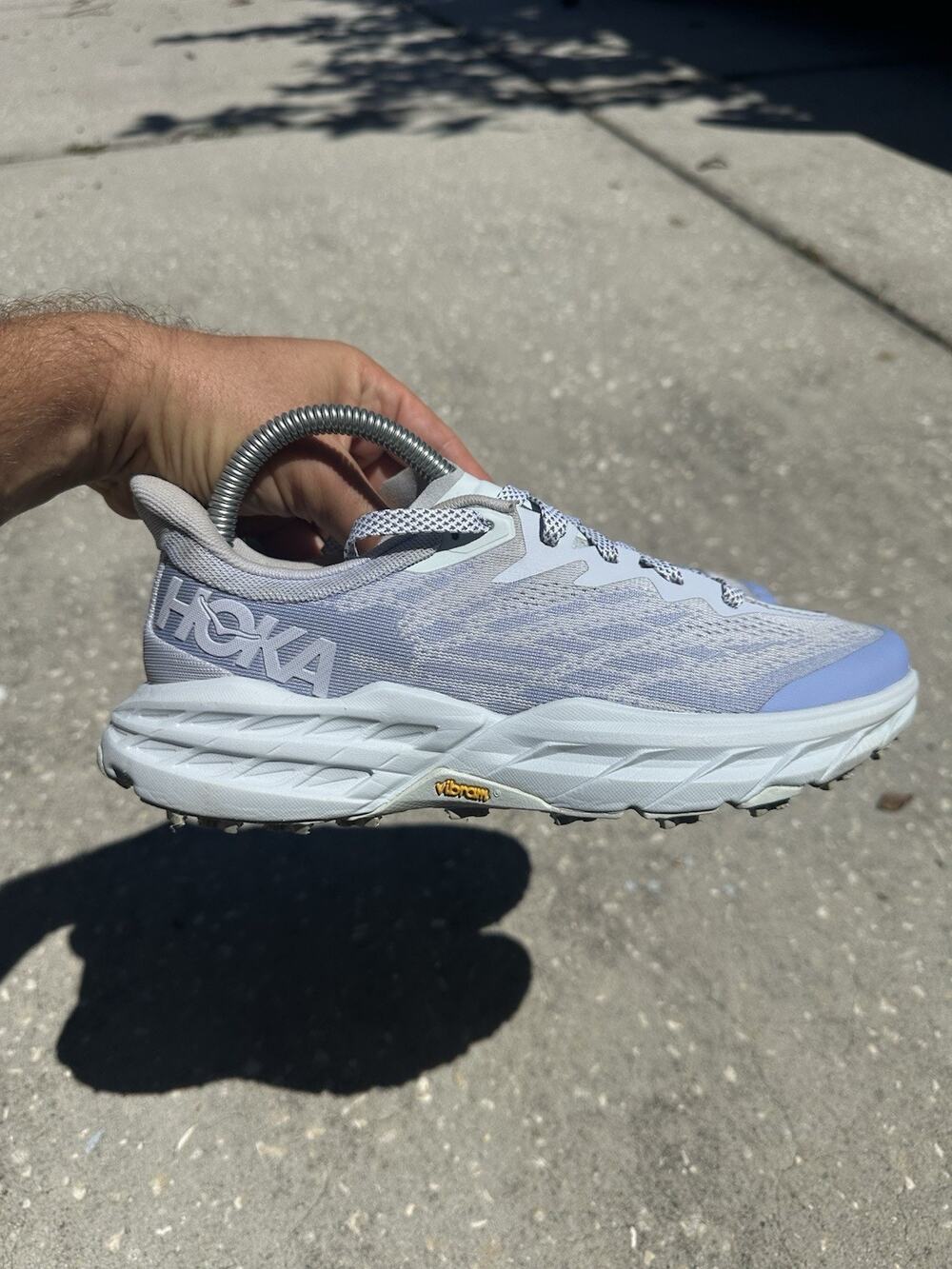 Hoka Speedgoat 5 Trail Running Shoes Womens 7B Light Blue Lace Up Vibram Sole